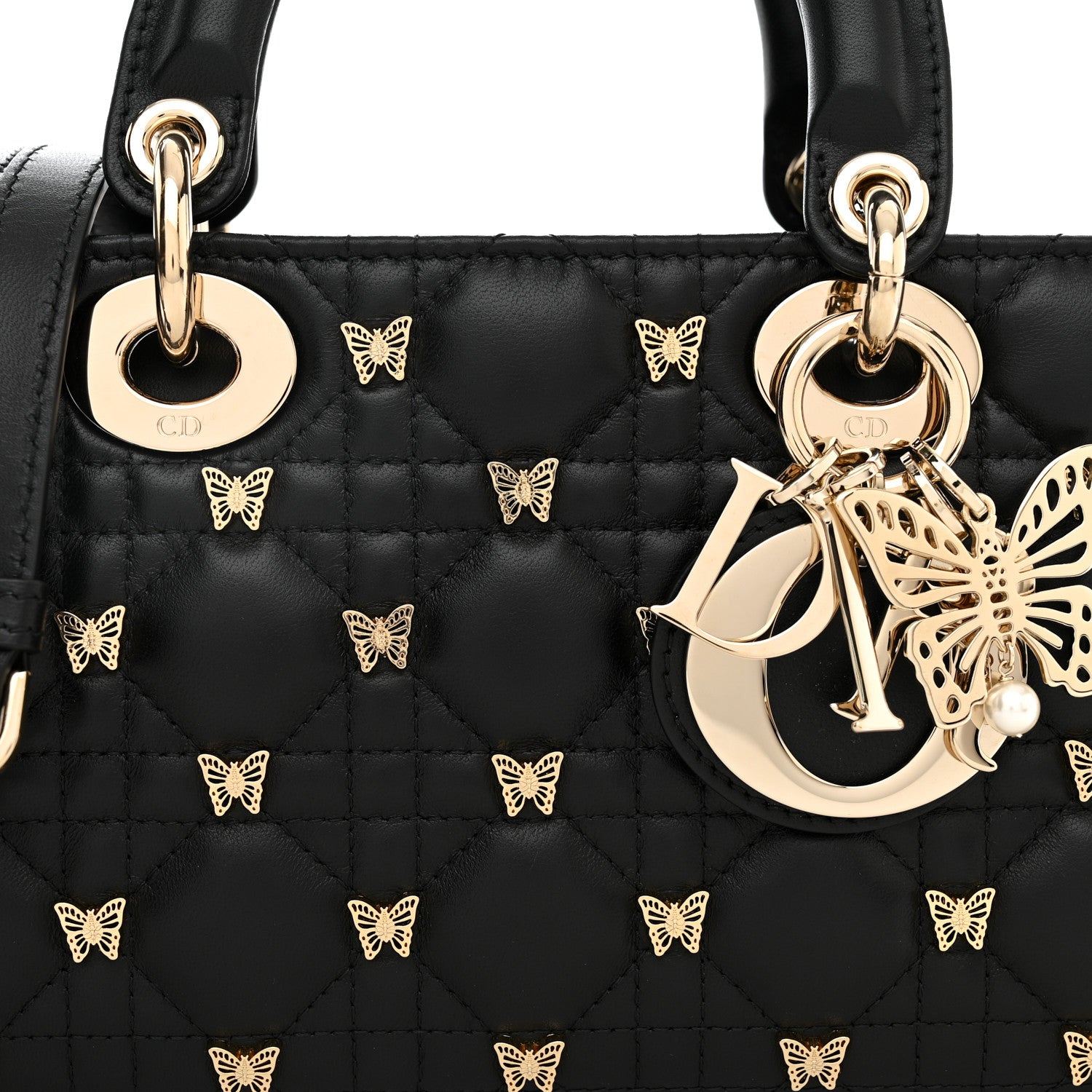 Christian Dior Lambskin Butterfly Cannage Lady D-Joy Black 7 of 9