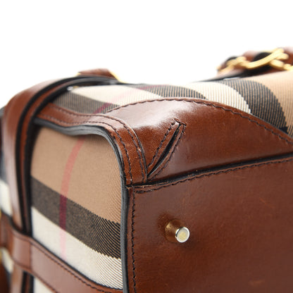 Burberry House Check Bridle Calfskin Medium Alchester Bowling Bag Dark Tan 10 of 17