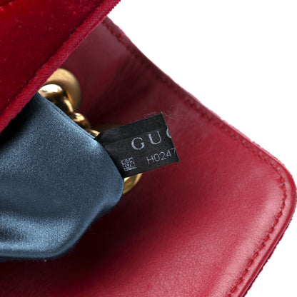 Gucci Velvet Matelasse Small GG Marmont Shoulder Bag Hibiscus Red 8 of 15