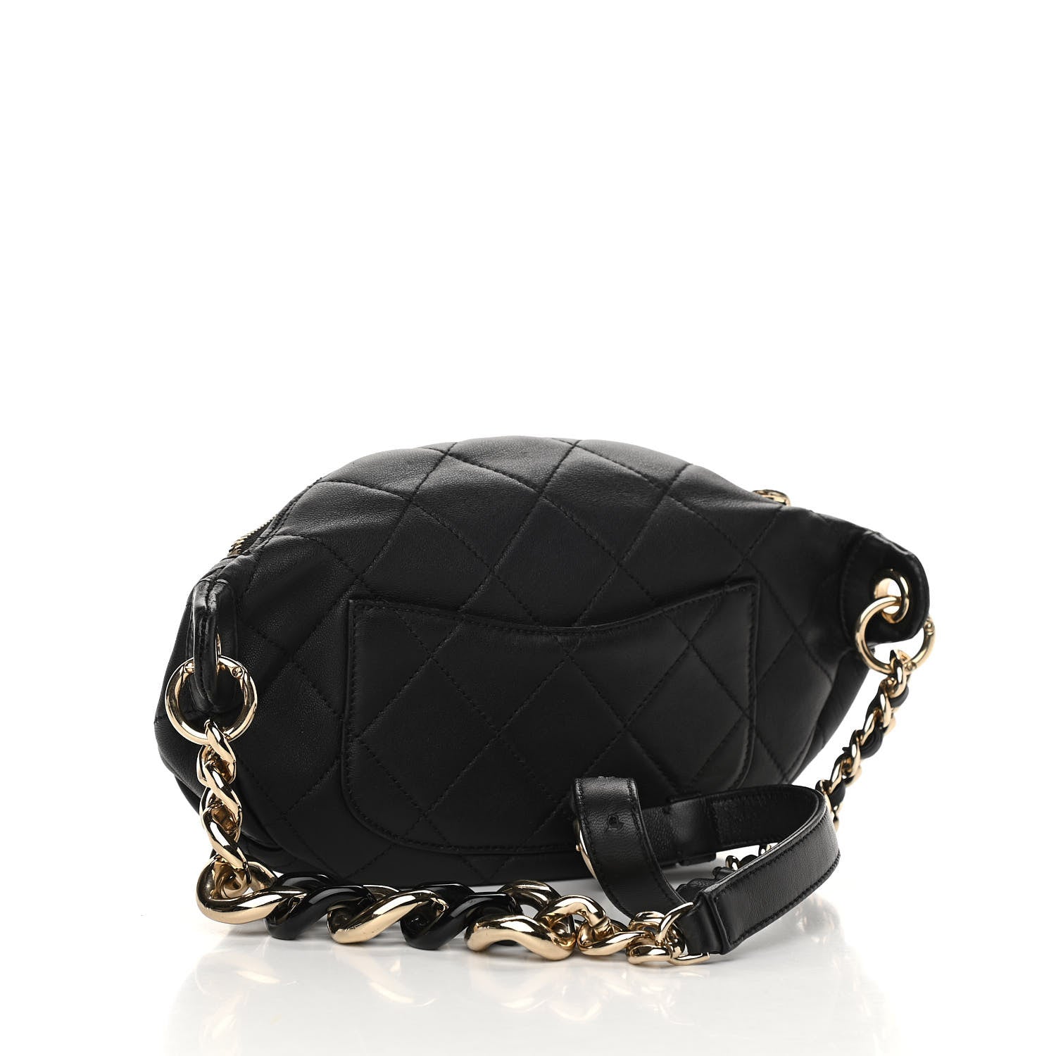 Chanel Lambskin Quilted Resin Bi-Color Waist Bag Fanny Pack Black 3 of 10