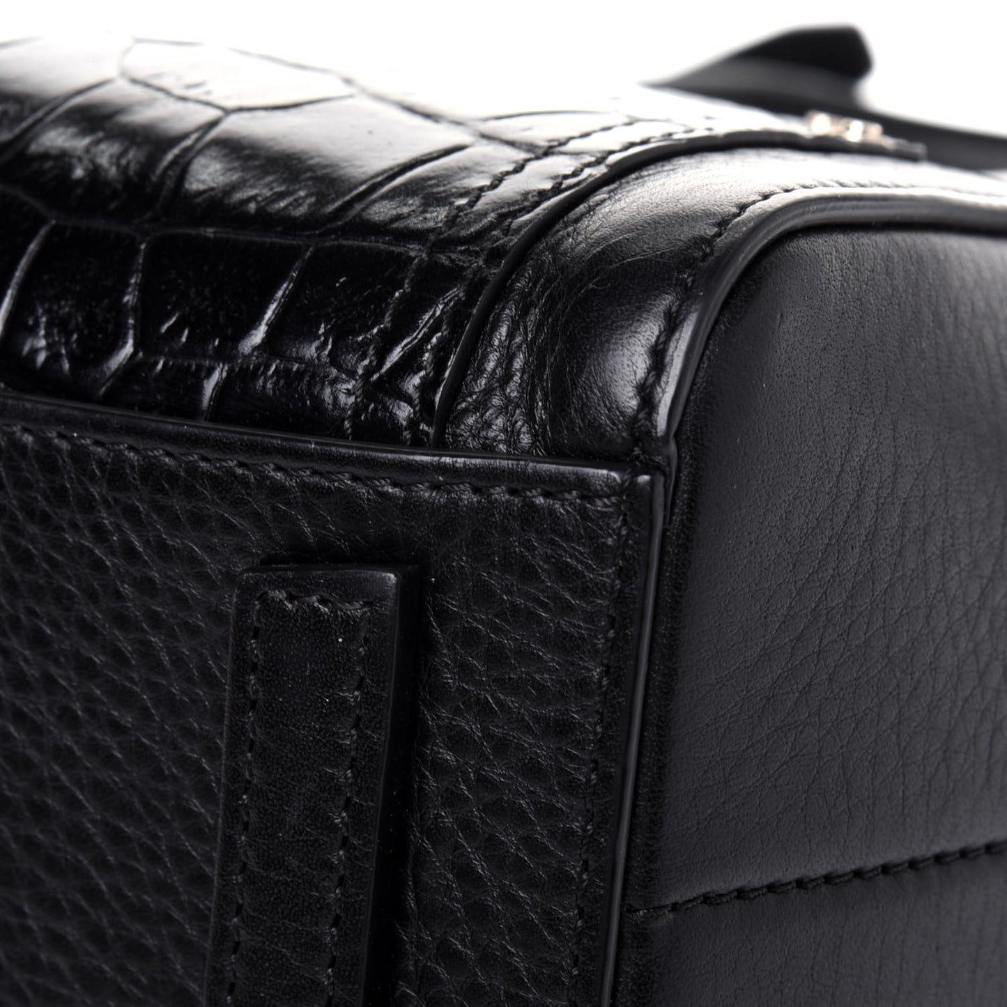 Calfskin Crocodile Embossed Mini Antigona Black