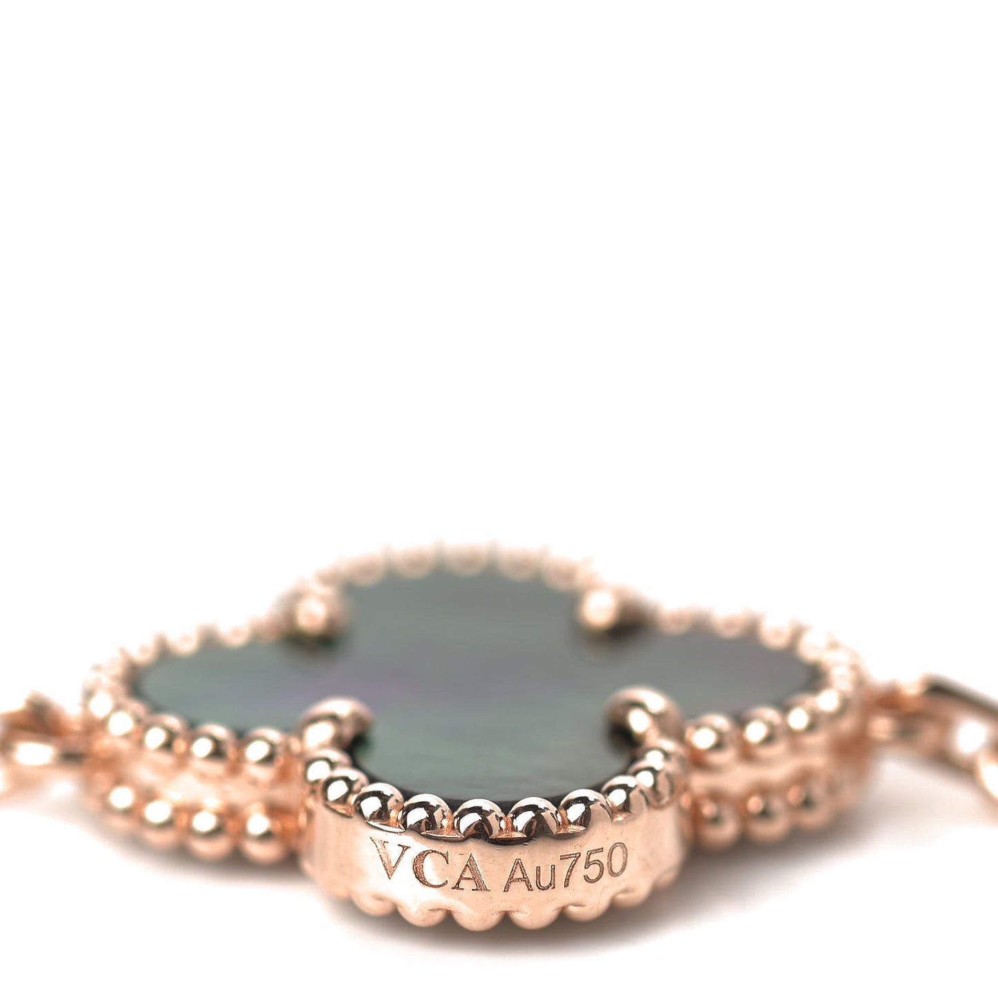 18K Rose Gold Gray Mother of Pearl 5 Motifs Vintage Alhambra Bracelet