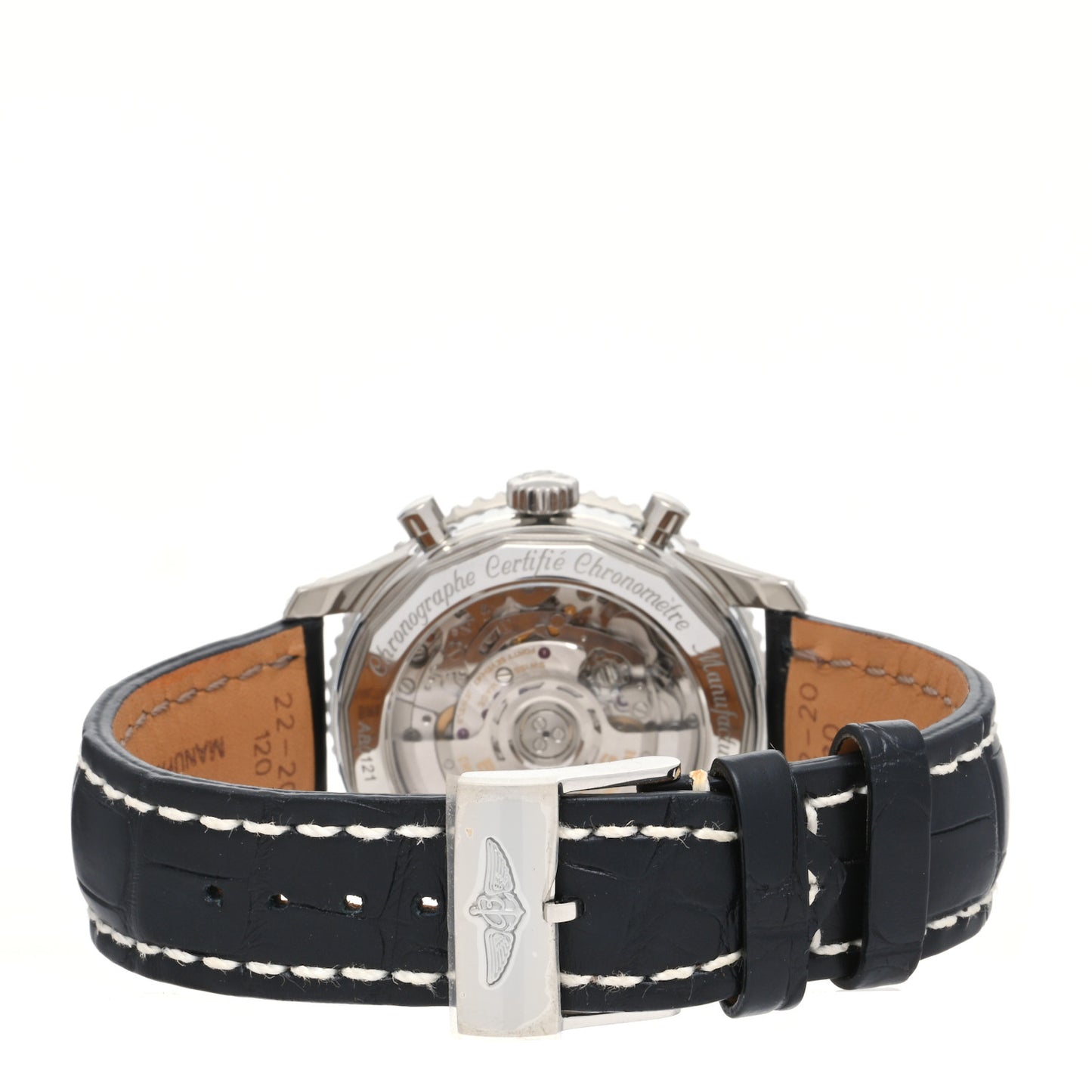 Stainless Steel Alligator 42mm Navitimer Chronograph Automatic Watch Blue AB0121