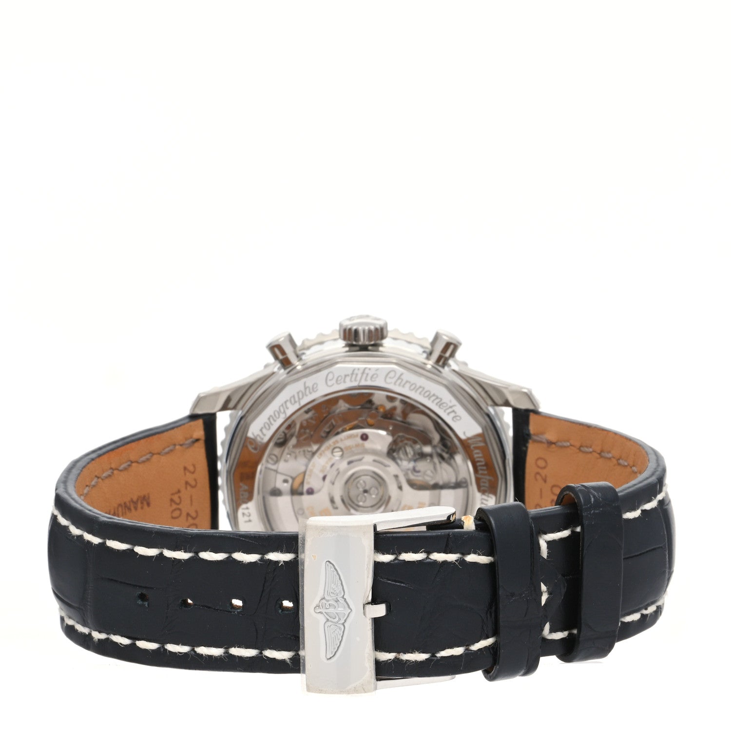 Breitling Stainless Steel Alligator 42mm Navitimer Chronograph Automatic Watch Blue AB0121 3 of 5