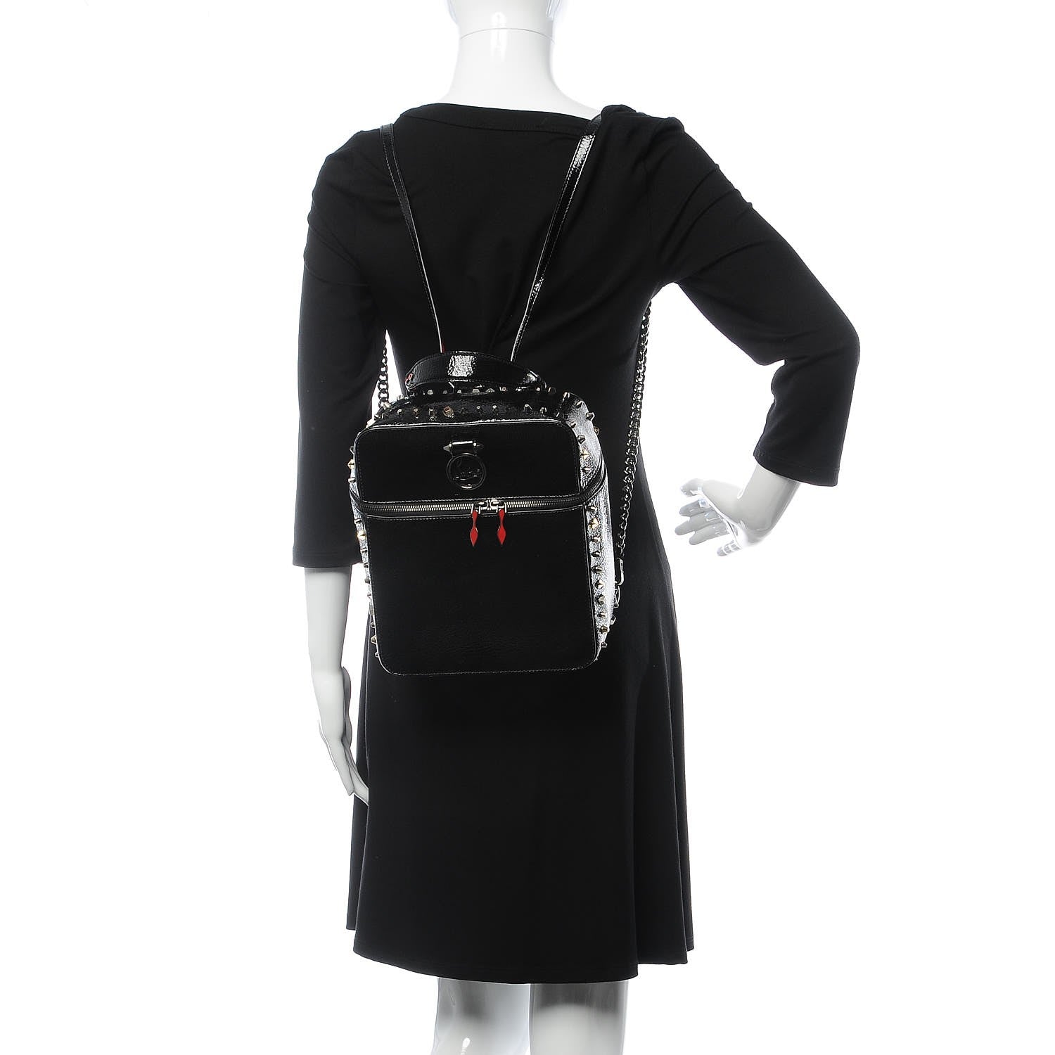 Christian Louboutin Textured Patent Calfskin Rubylou Backpack Black 2 of 7