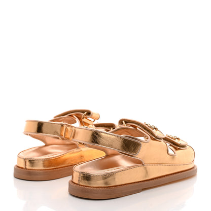 Chanel Metallic Laminated Calfskin Velcro Dad Sandals 37.5 Golden 4 of 9