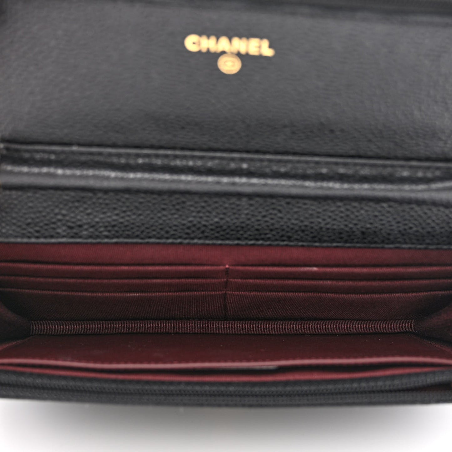 Caviar Quilted Wallet on Chain WOC Black