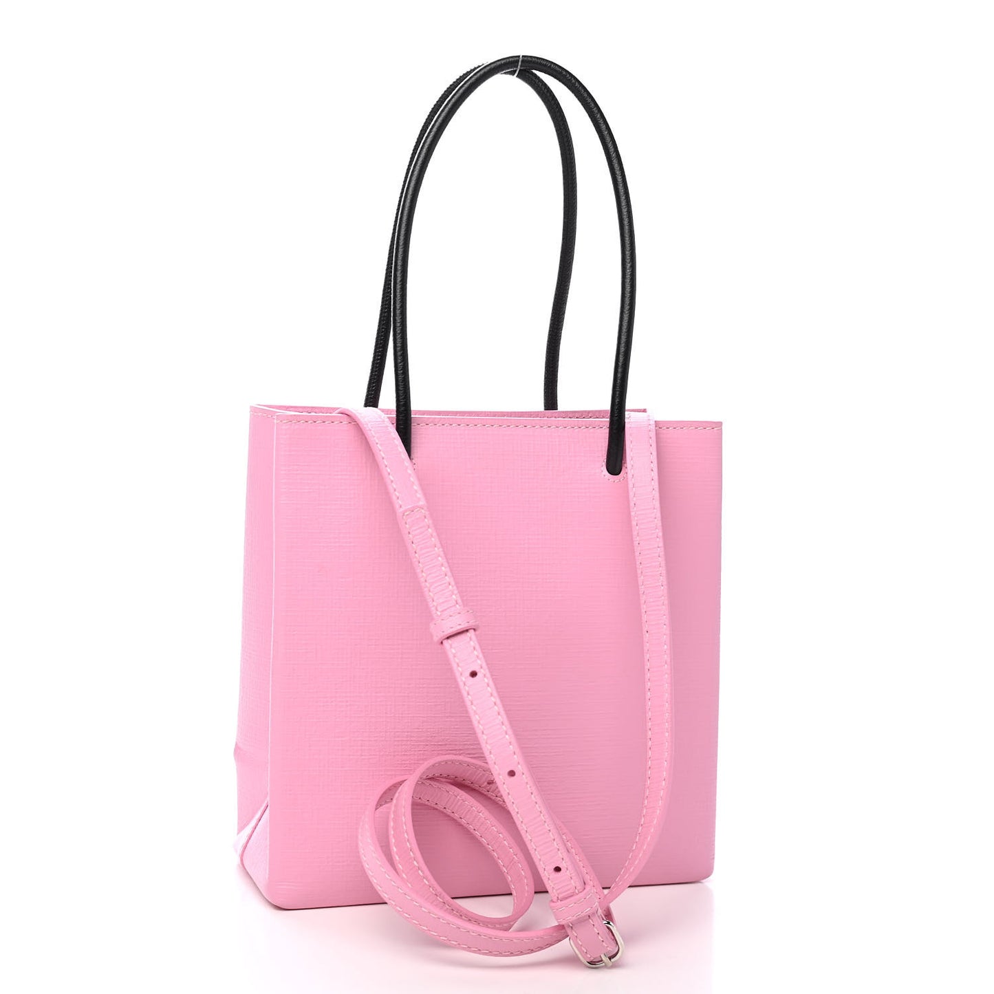 Squared Calfskin Logo North South Shopper Tote XXS Pink
