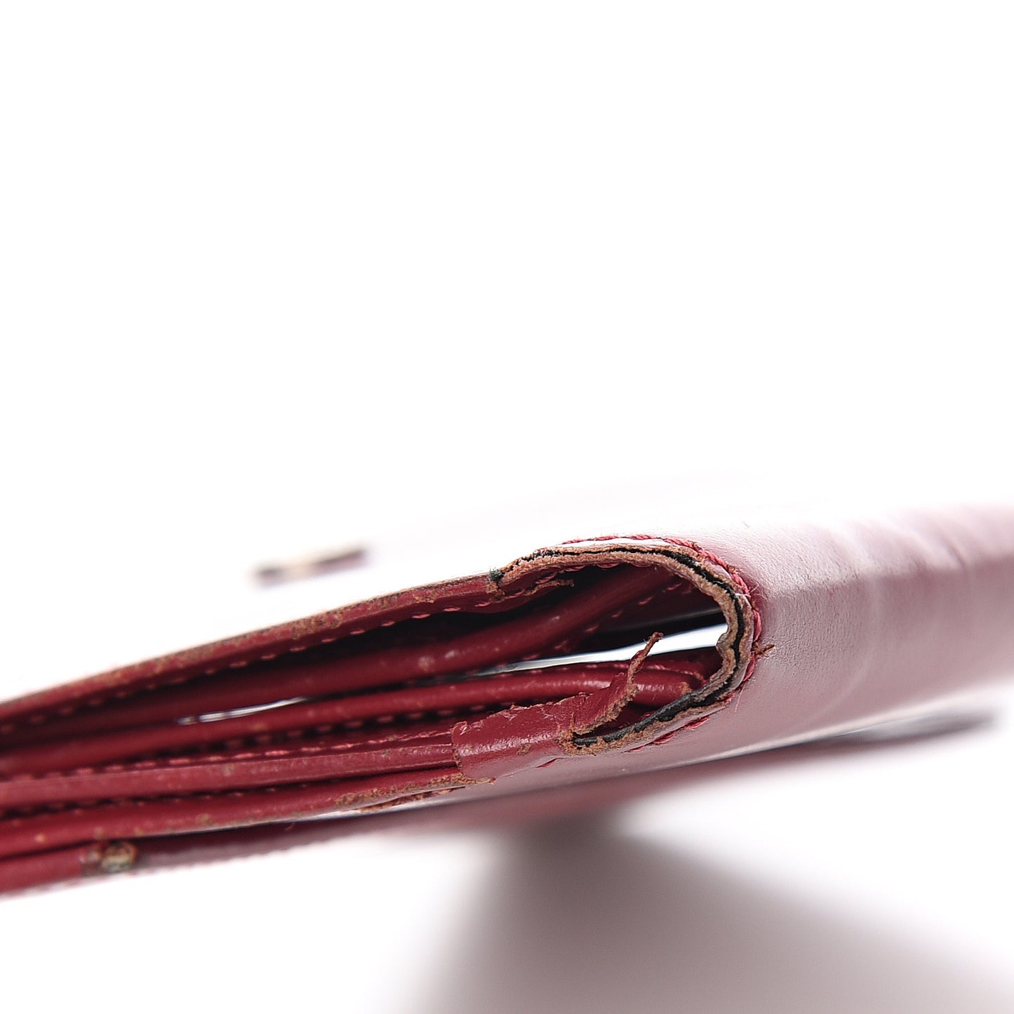 Vitello French Flap Compact Wallet Cherry