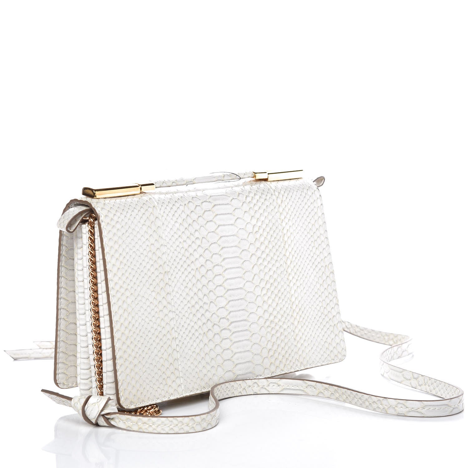 Stella McCartney Alter Snake Embossed Small Flo Shoulder Bag Ivory 3 of 11