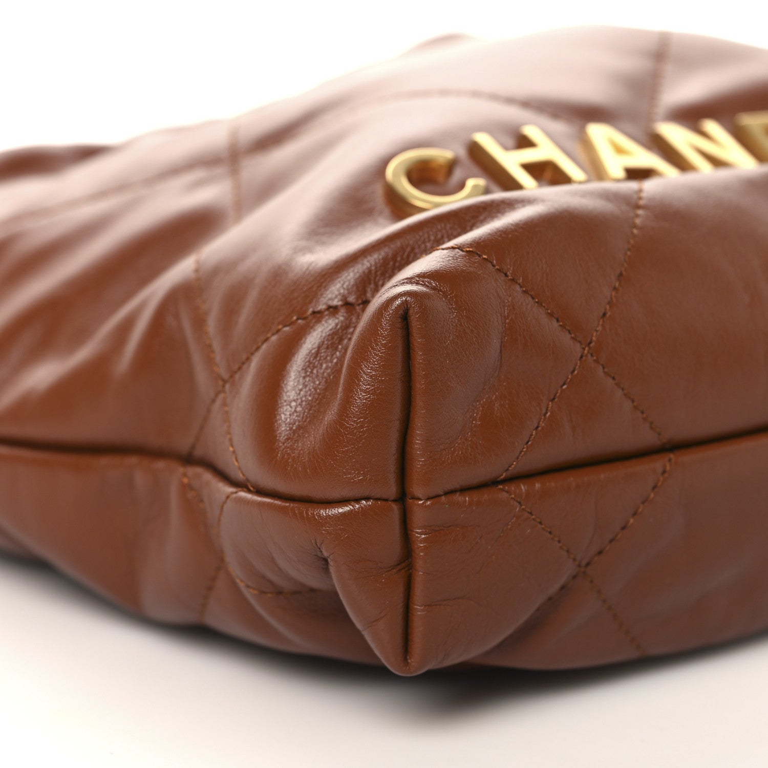Chanel Shiny Calfskin Quilted Mini Chanel 22 Light Brown 9 of 10