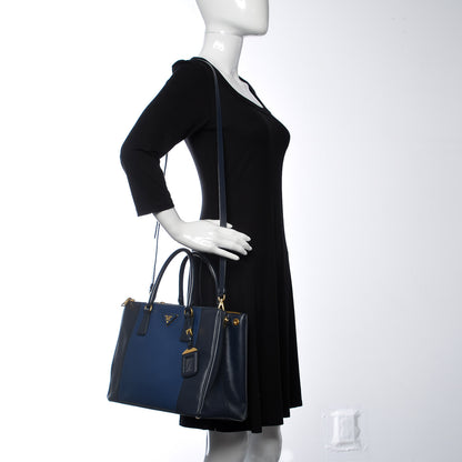 Prada Saffiano Lux Colorblock Medium Galleria Double Zip Tote Baltico Bluette 2 of 11