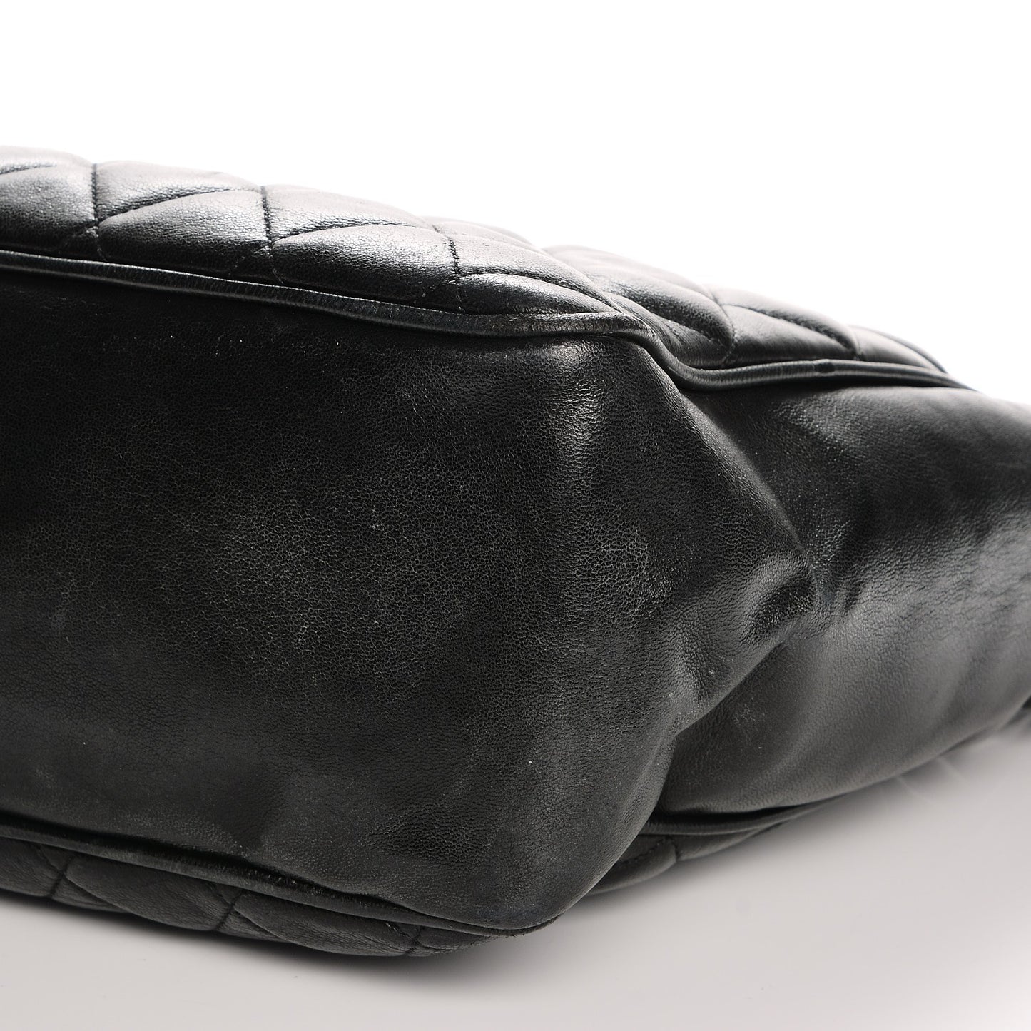 Lambskin Quilted Shopper Tote Black
