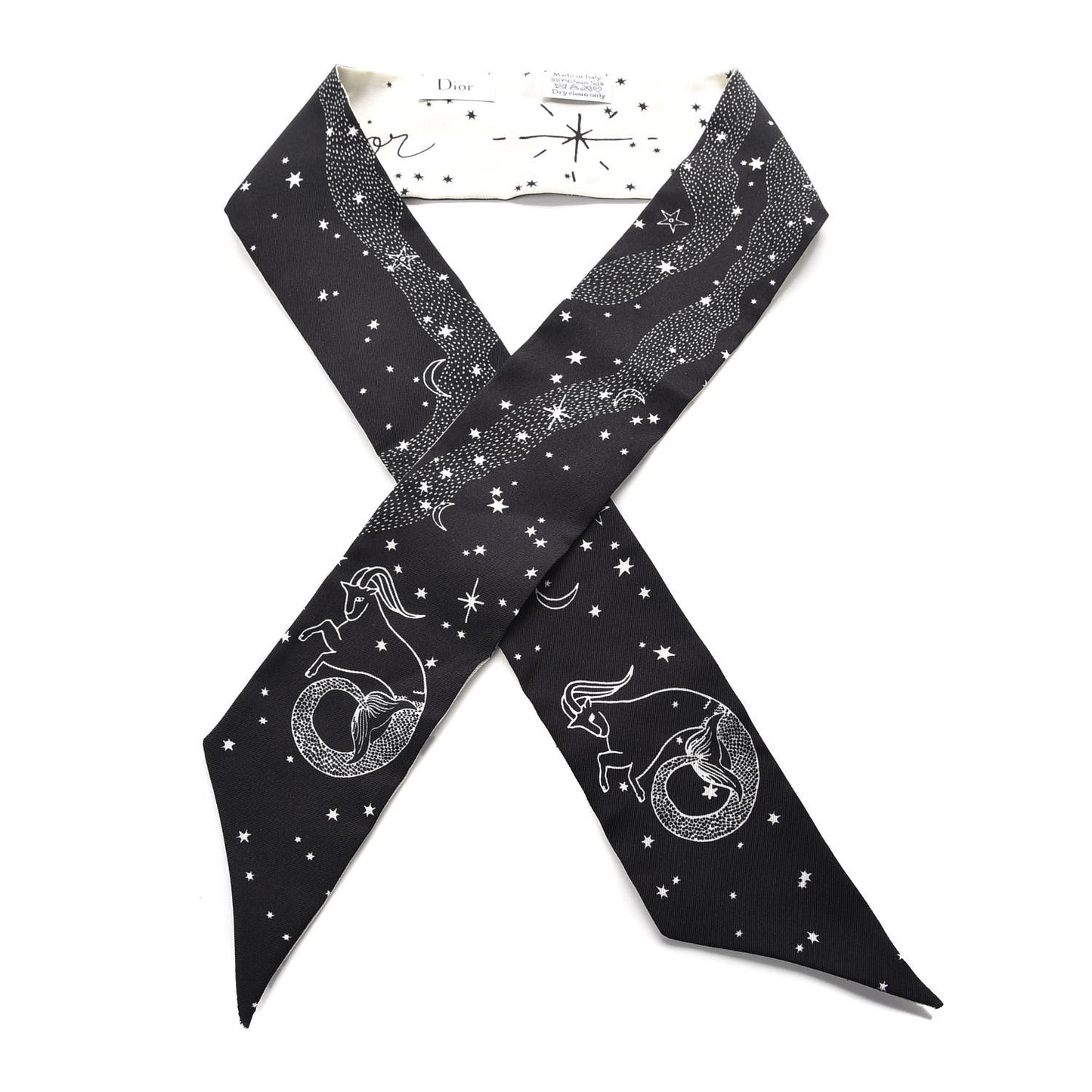 Silk Zodiac Capricorn Mitzah Scarf Black
