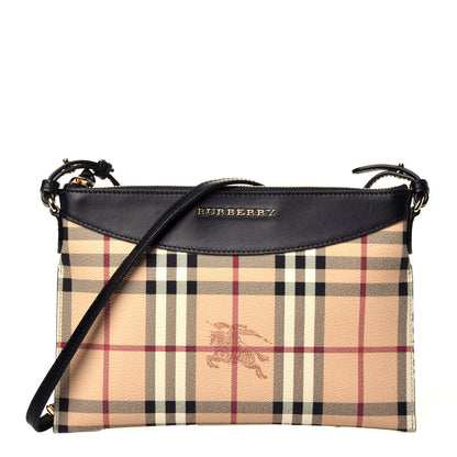 Burberry Haymarket Check Peyton Crossbody Clutch Bag Black 1 of 10