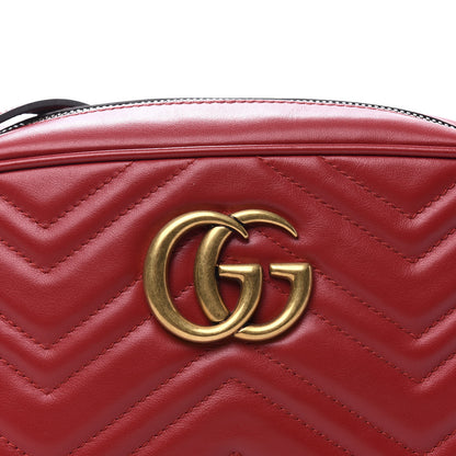 Gucci Calfskin Matelasse Small GG Marmont Chain Shoulder Bag Hibiscus Red 10 of 10