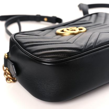 Gucci Calfskin Matelasse Small GG Marmont Chain Shoulder Bag Black 8 of 9