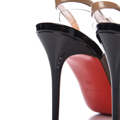 Christian Louboutin Patent PVC Suspenodo 85 Slingbacks 39 Lichen Black 8 of 8