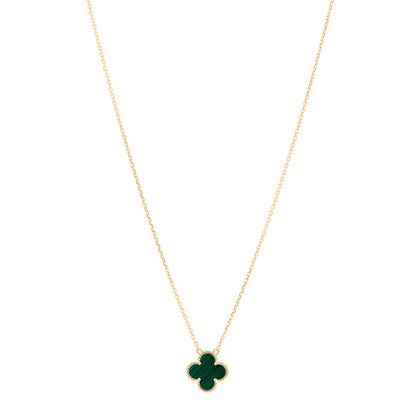 Van Cleef & Arpels 18K Yellow Gold Malachite Vintage Alhambra Pendant Necklace 1 of 5