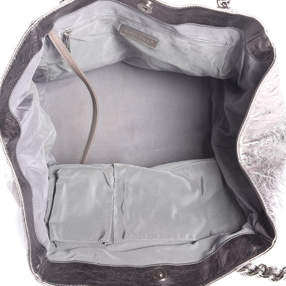 Chanel Metallic Cracked Calfskin Modern Chain Tote Dark Grey 5 of 8