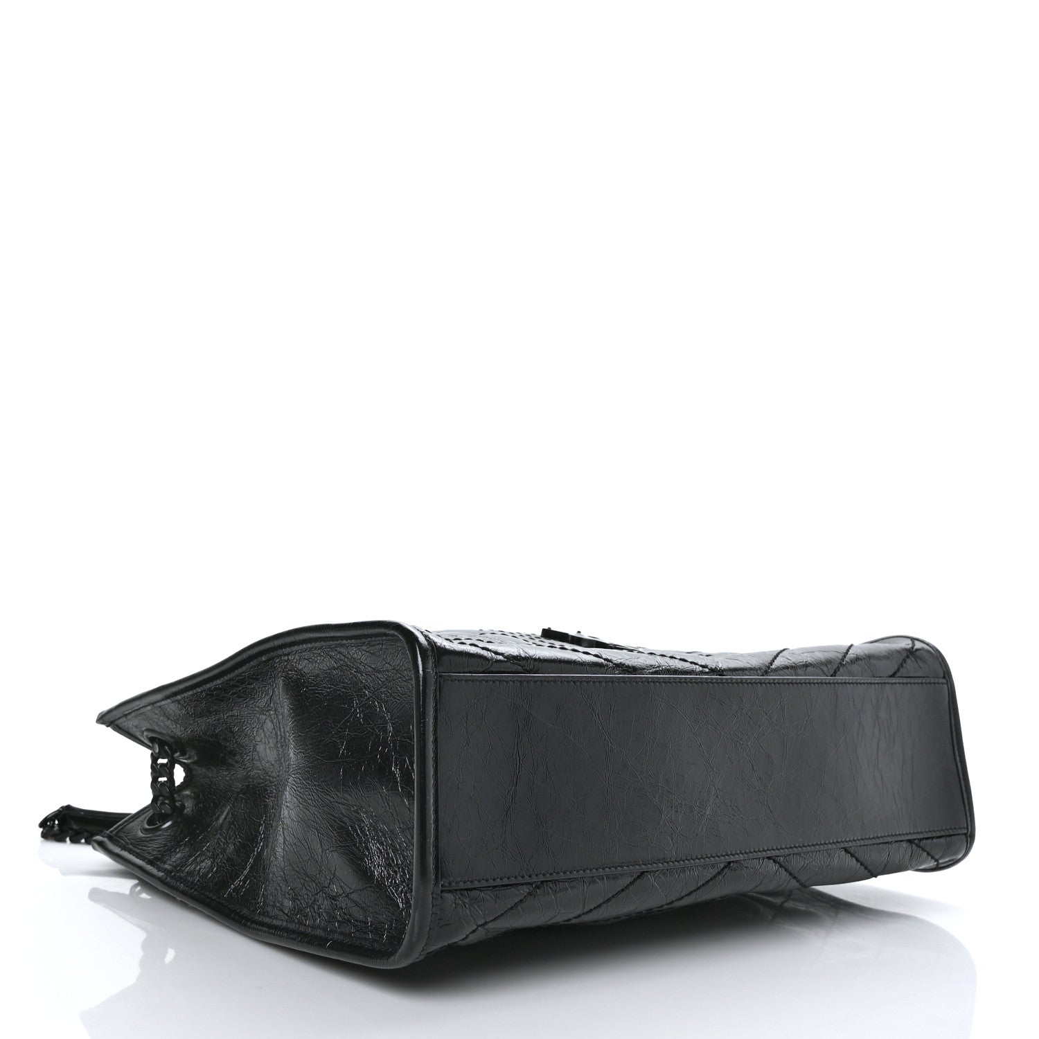 Saint Laurent Crinkled Calfskin Matelasse Monogram Medium Niki Shopper Tote Black 4 of 10