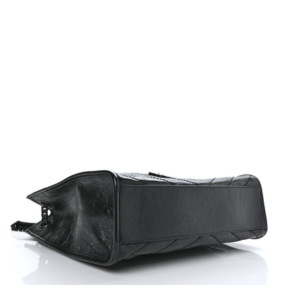 Saint Laurent Crinkled Calfskin Matelasse Monogram Medium Niki Shopper Tote Black 4 of 10
