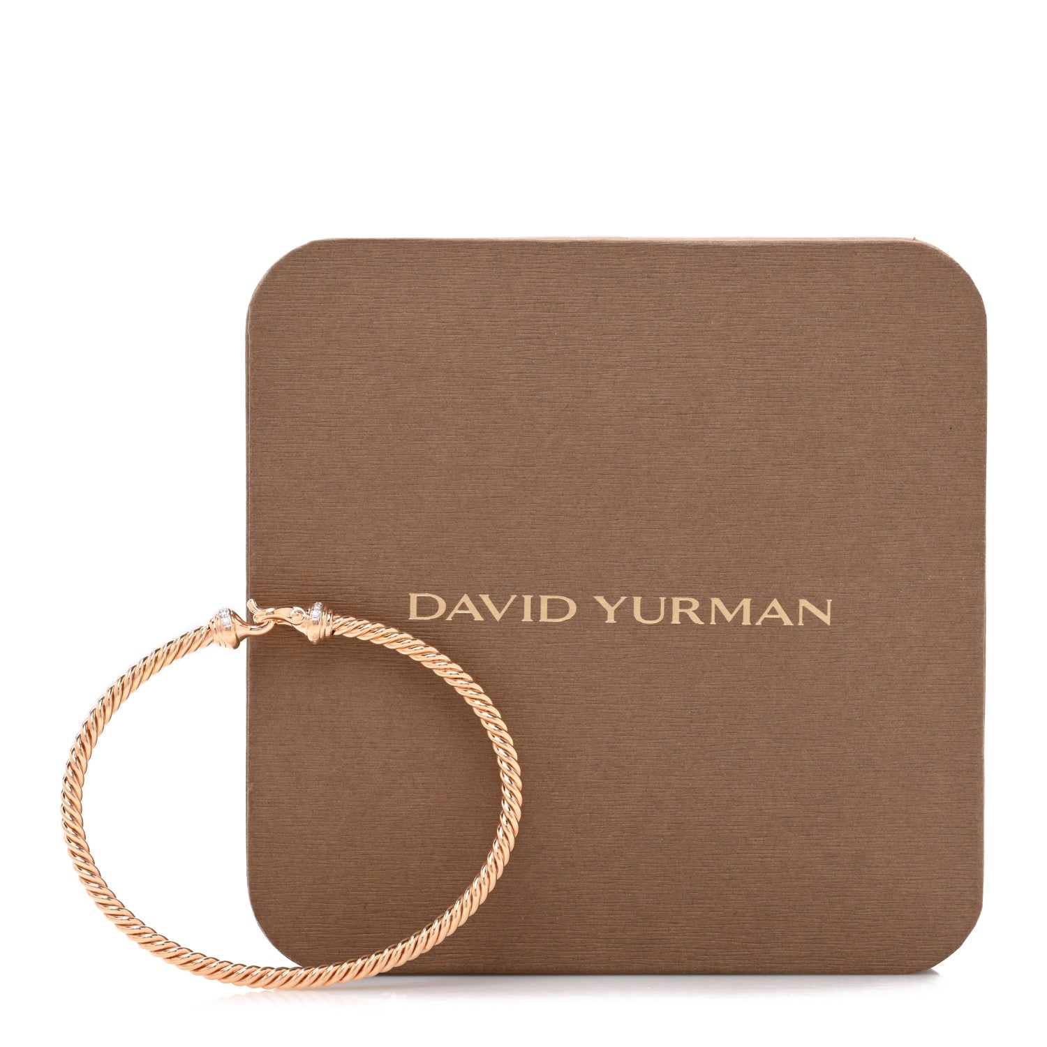 David Yurman 18K Rose Gold Diamond 3.5mm Buckle Cablespira Bracelet 4 of 4