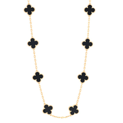 Van Cleef & Arpels 18K Yellow Gold Black Onyx 20 Motifs Vintage Alhambra Necklace 1 of 5