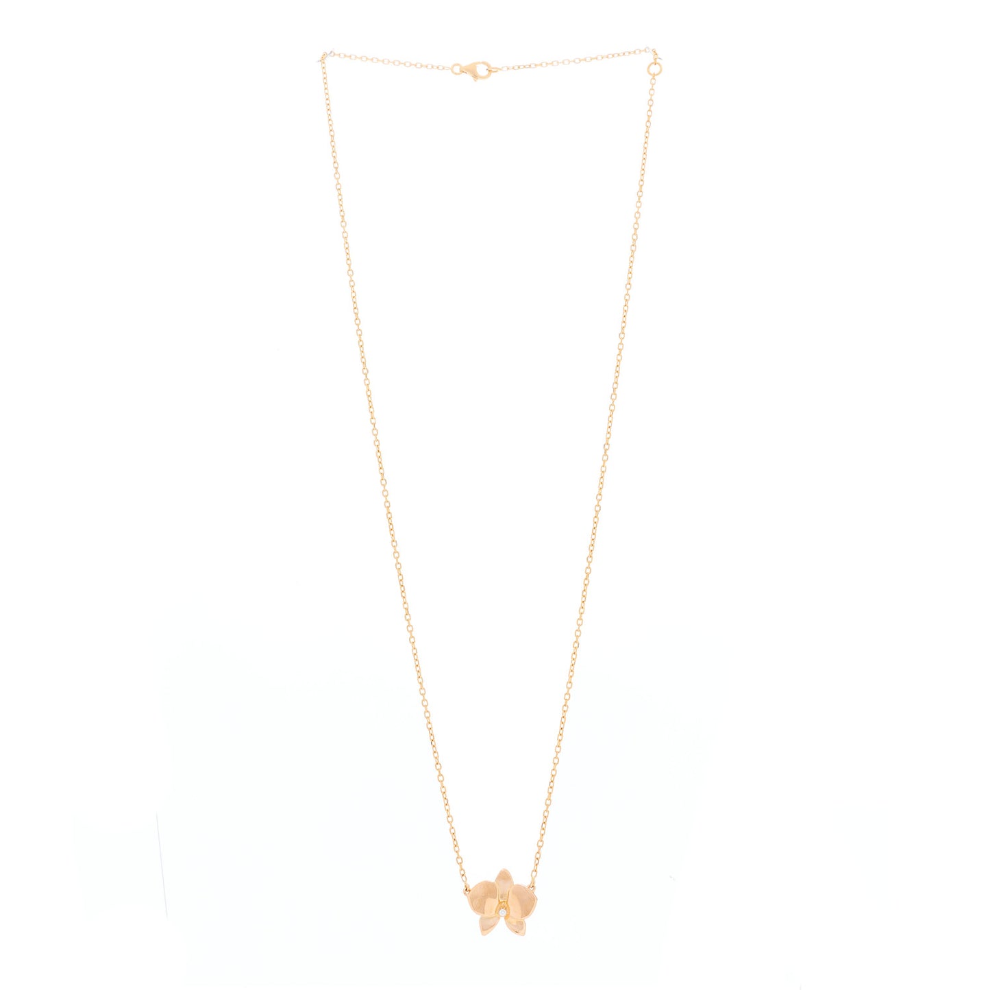 18K Pink Gold Diamond Caresse D'Orchidees Par Cartier Pendant Necklace