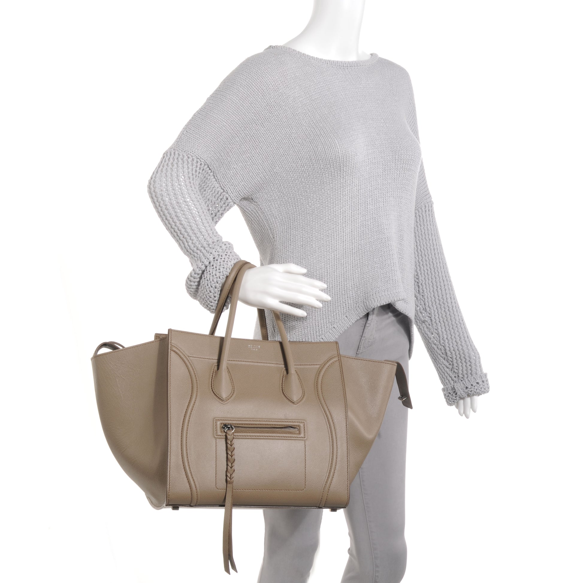 Celine Grainy Calfskin Medium Phantom Luggage Taupe 2 of 9