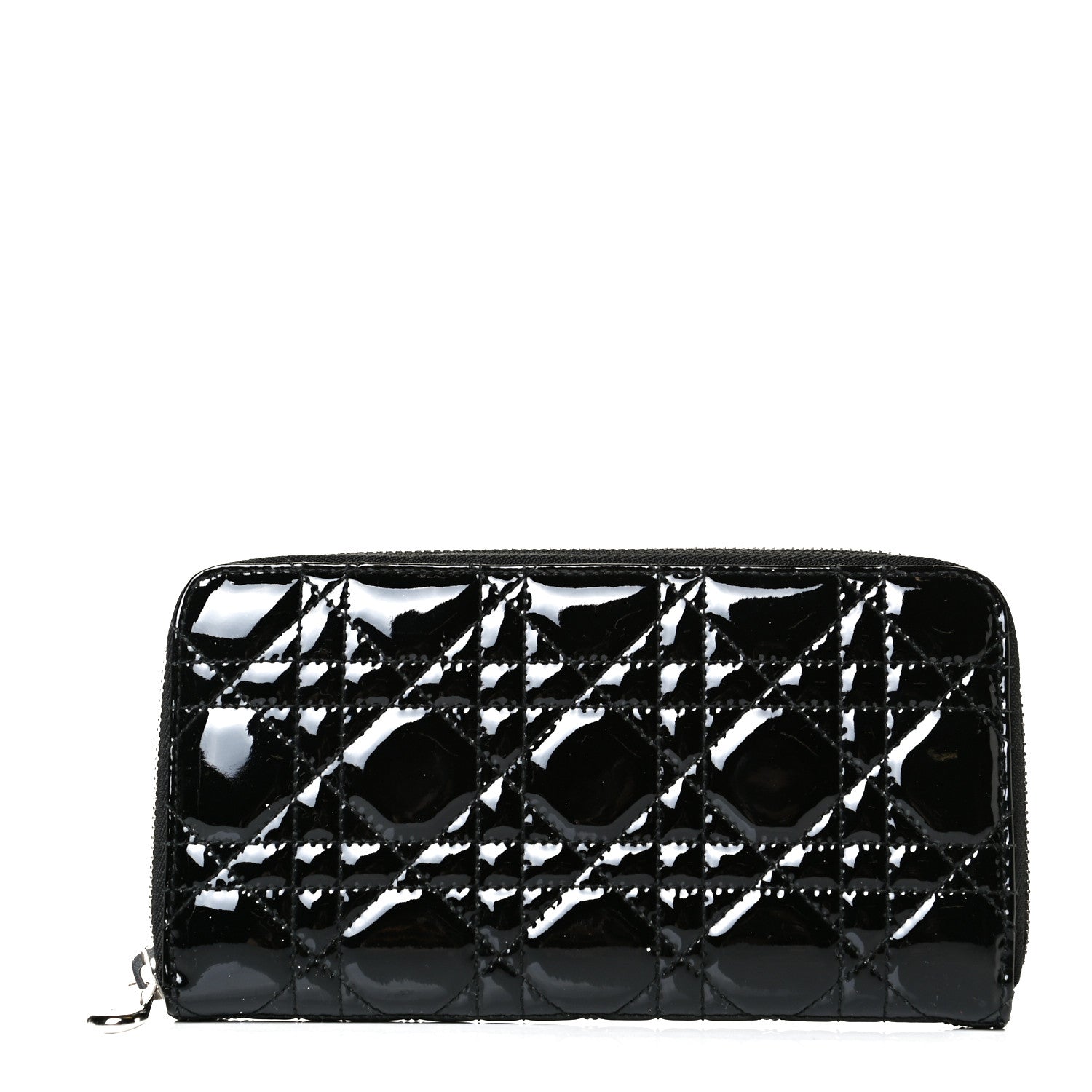 Christian Dior Patent Cannage Lady Dior Continental Zip Wallet Black 1 of 7