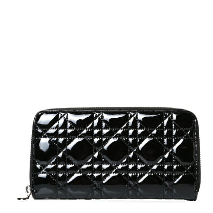 Christian Dior Patent Cannage Lady Dior Continental Zip Wallet Black 1 of 7