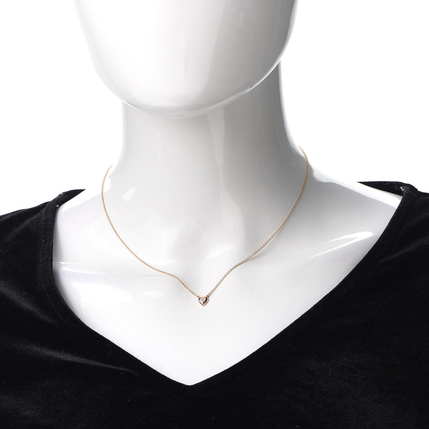 18K Rose Gold Diamond .17ct Elsa Peretti Diamonds by the Yard Heart Pendant Necklace