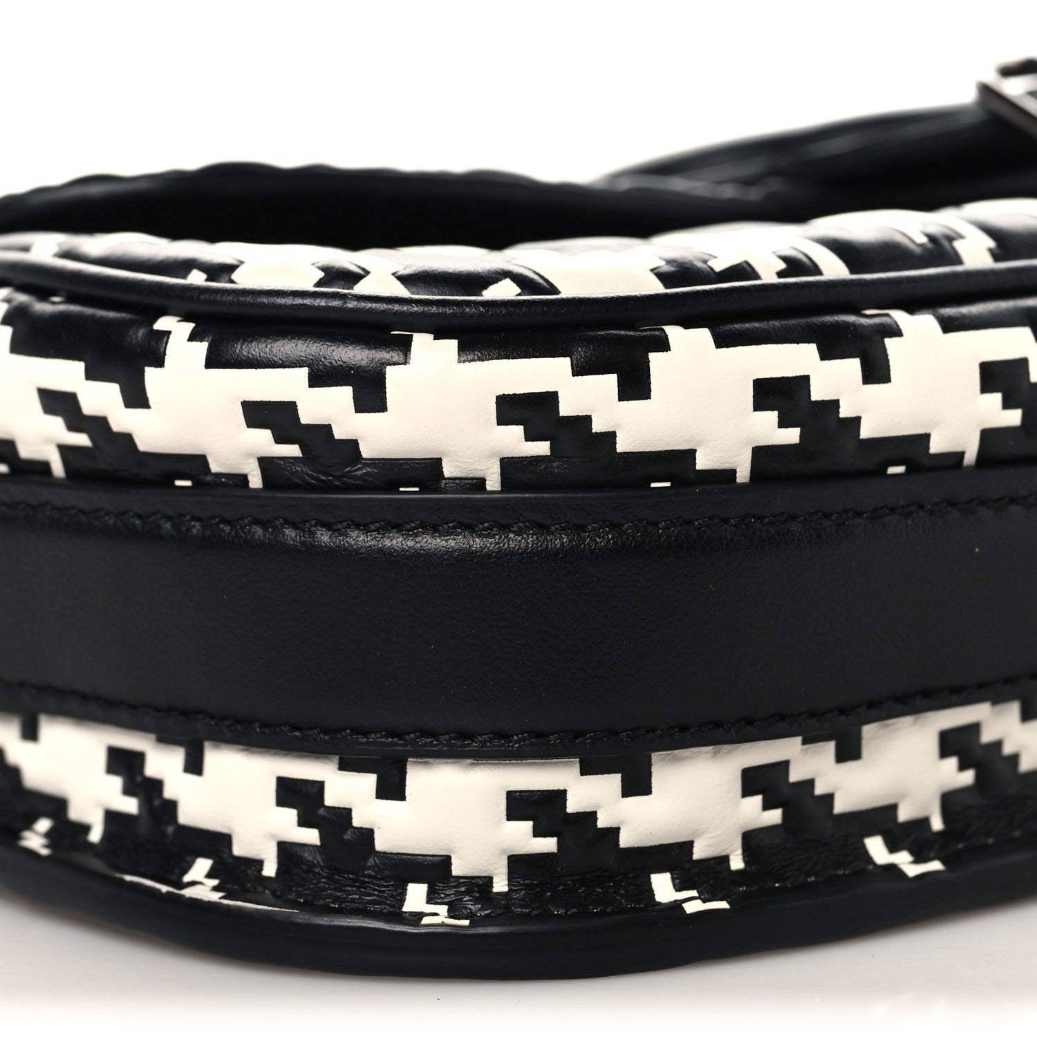 Christian Dior Box Calfskin Houndstooth Quilted East West Bobby Bag Black White 7 of 8