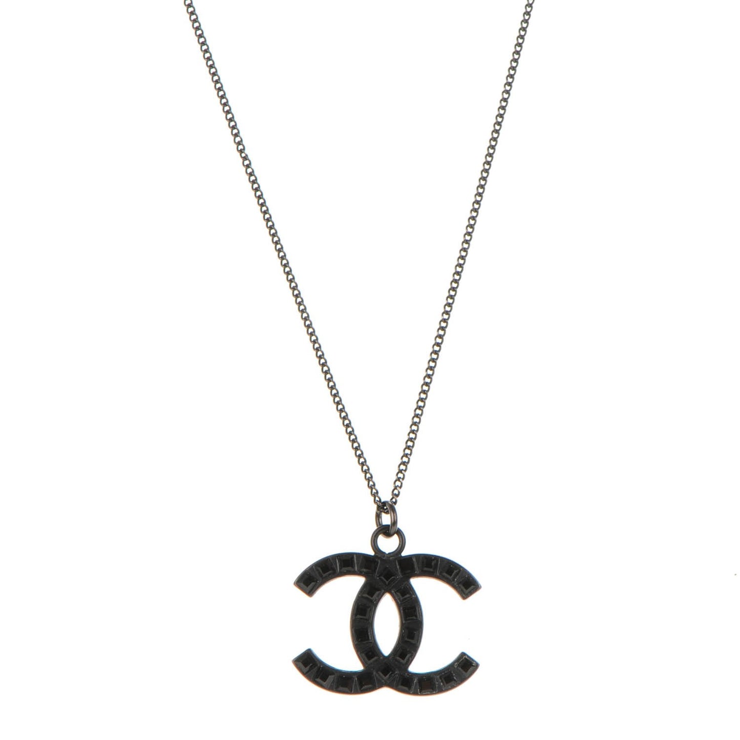 Ruthenium Baguette Crystal CC Necklace Black