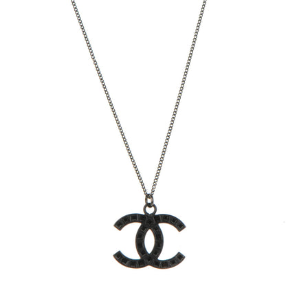 Chanel Ruthenium Baguette Crystal CC Necklace Black 1 of 4