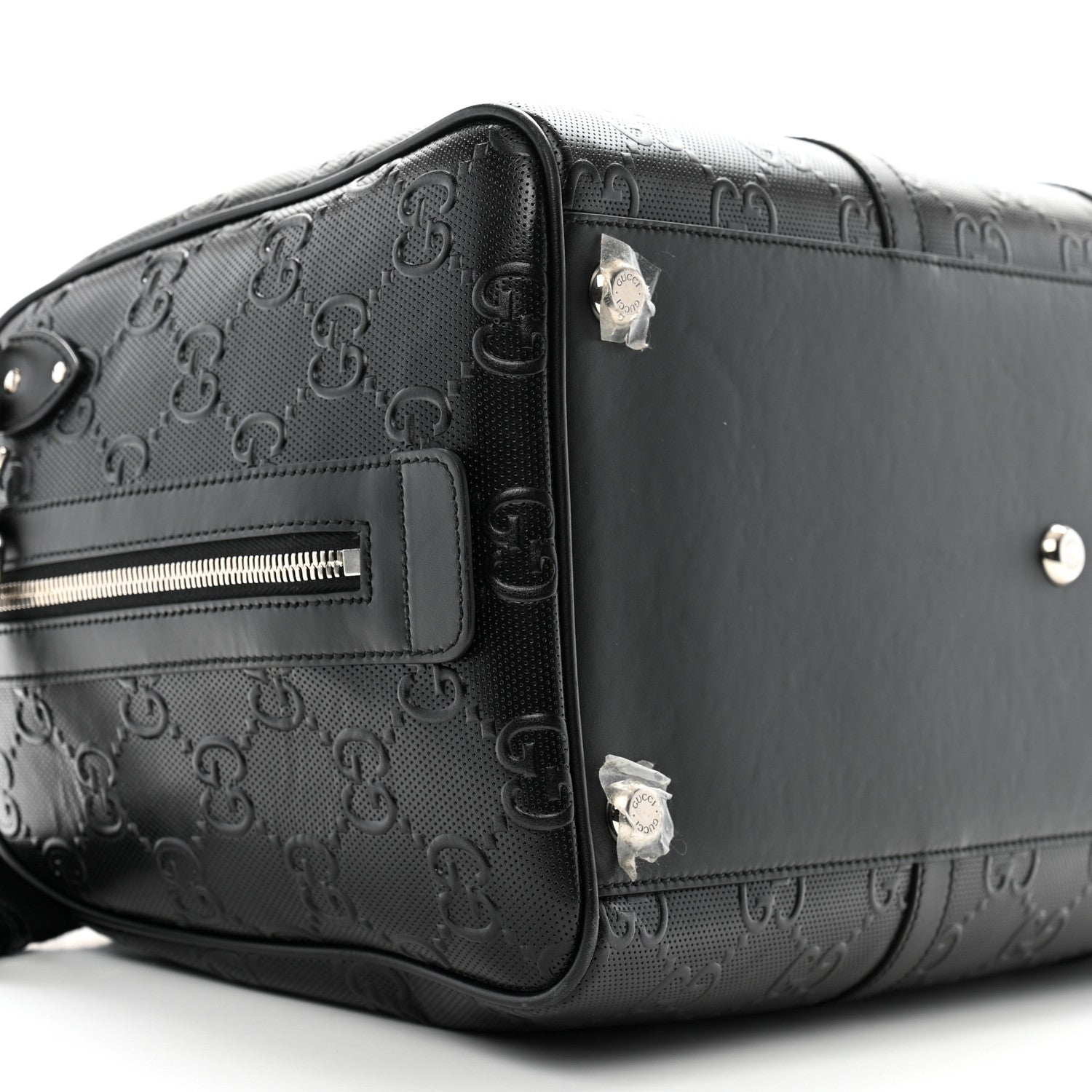 Gucci Calfskin GG Tennis Embossed Duffle Bag Black 8 of 13
