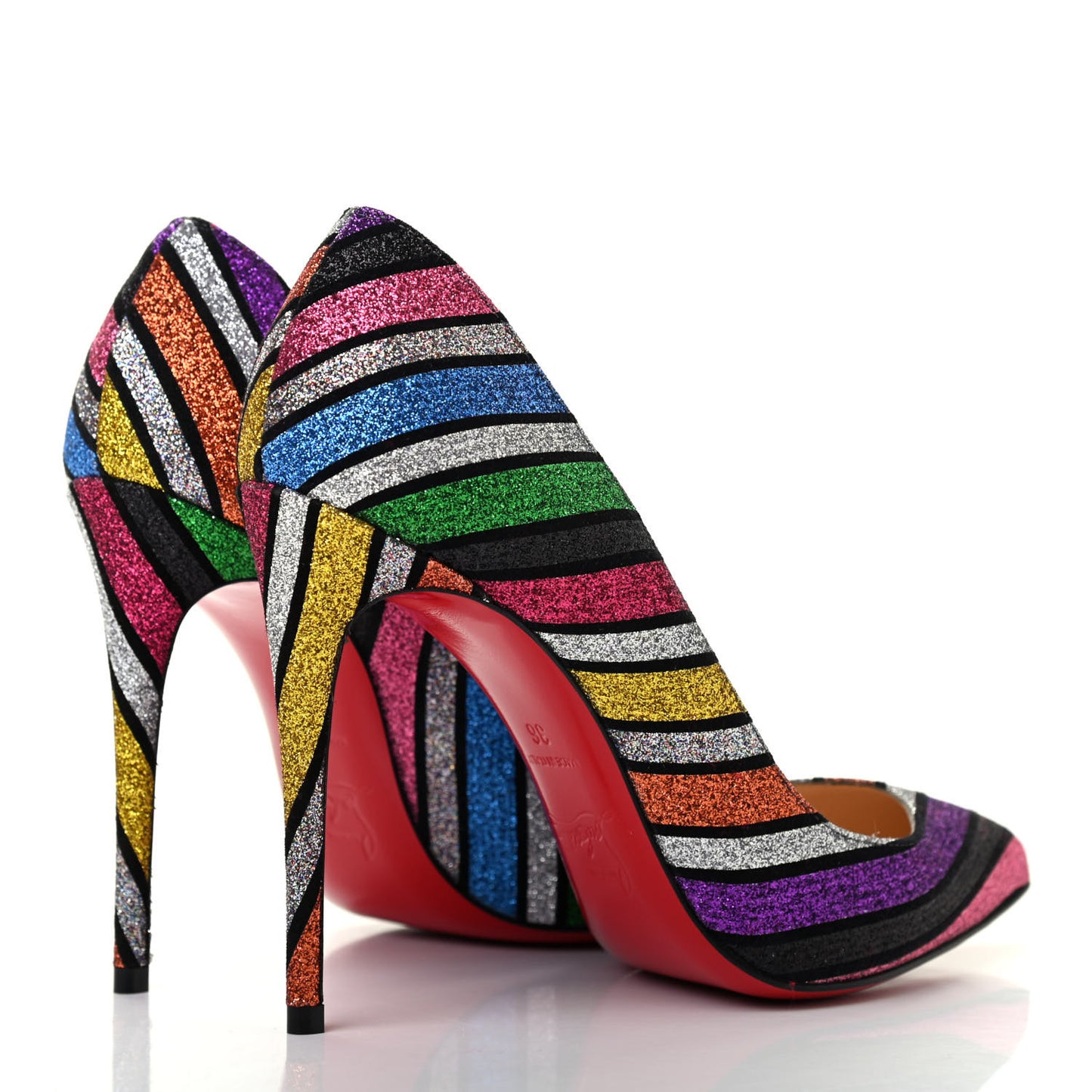 Suede Stripy Glitter Pigalle Follies 100 Pumps 36 Multicolor