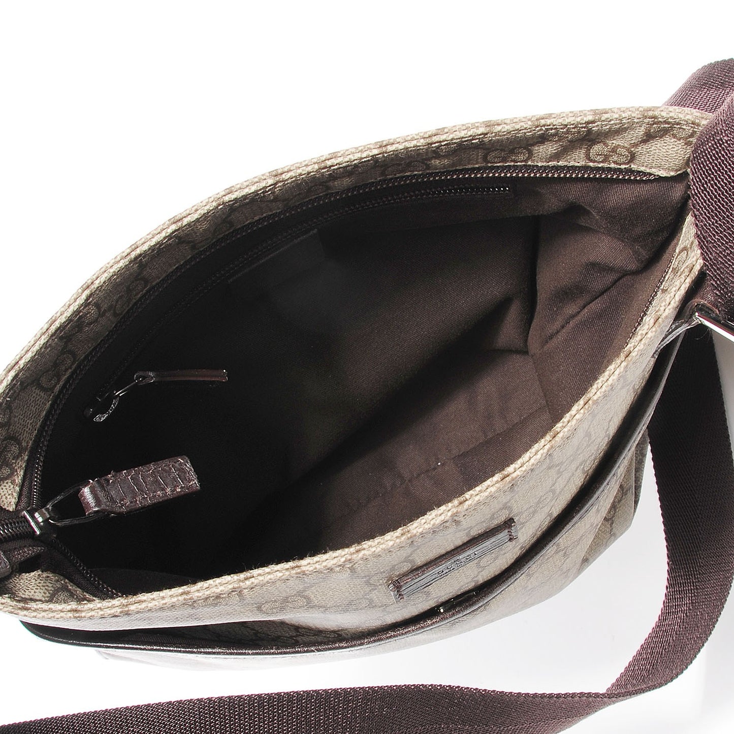 GG Plus Monogram Medium Flat Messenger Bag Dark Brown