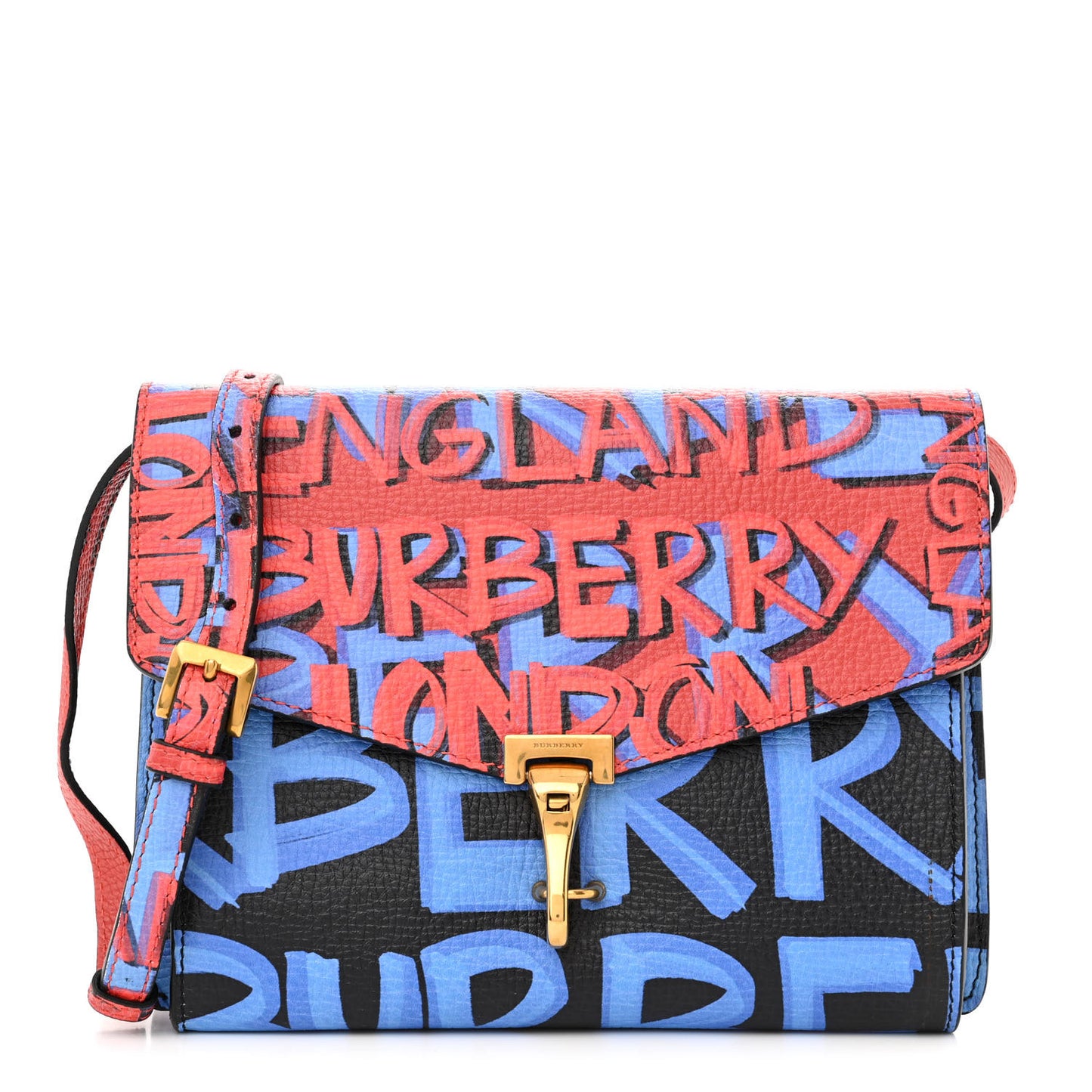 Calfskin Graffiti Print Small Macken Crossbody Bag Black