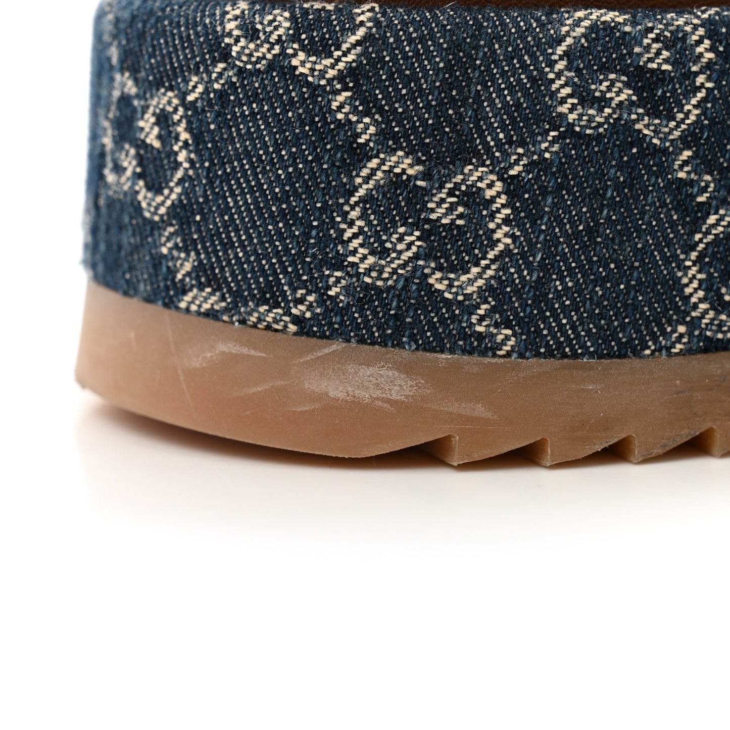 New Denim GG Monogram Angelina Platform 55mm Slide Sandals 36.5 Blue Tea