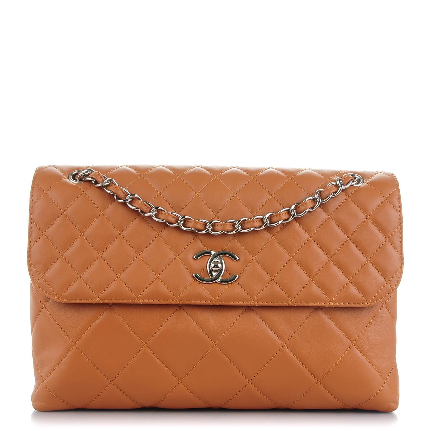 Calfskin Quilted In the Business Flap Dark Beige
