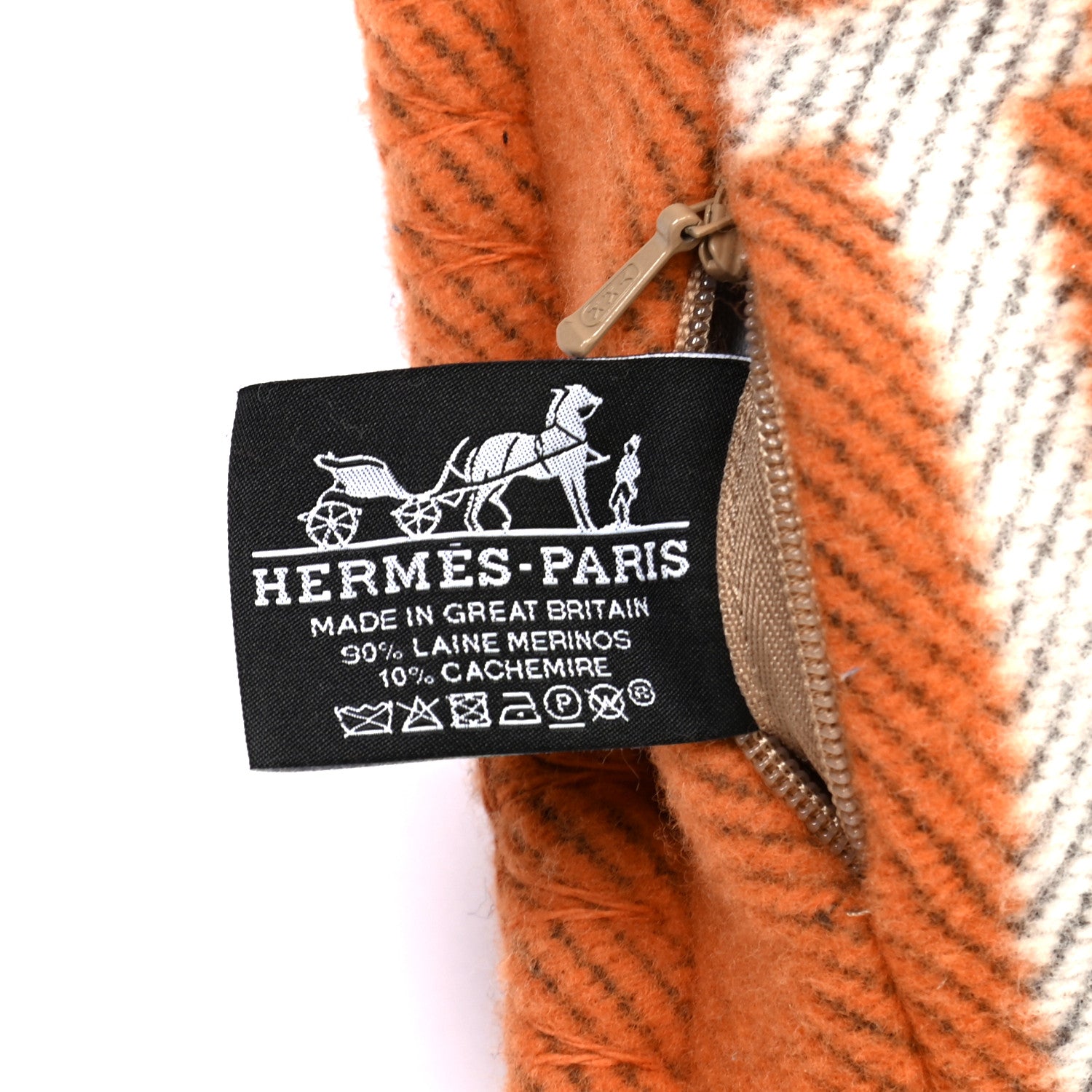 Hermes Wool Cashmere Avalon Pillow PM Ecru Potiron 3 of 4