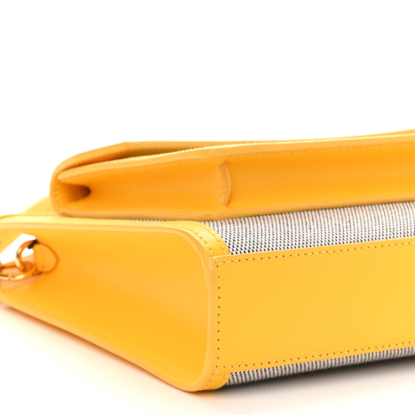 Canvas Smooth Calfskin Two Tone Mini Pocket Bag Black Deep Saffron