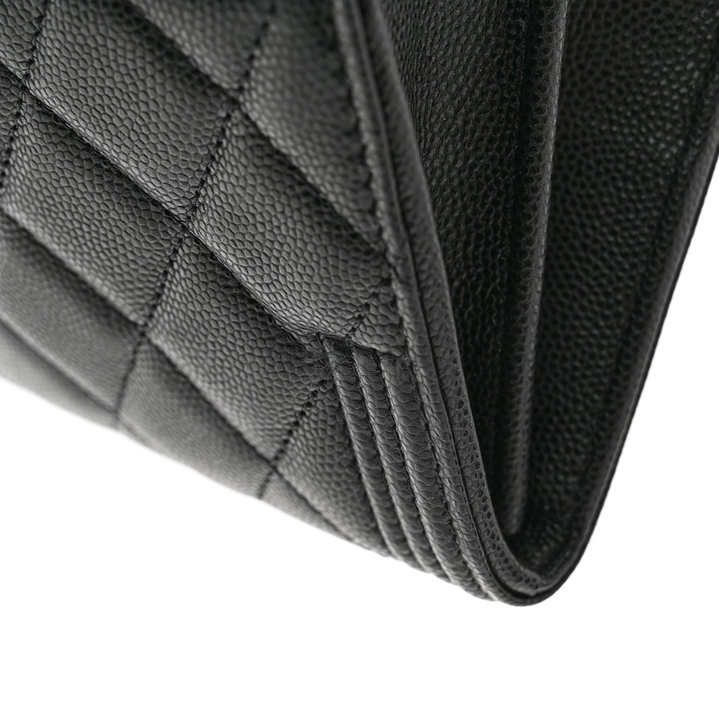 Caviar Quilted Large Boy Gusset Flap Wallet Black