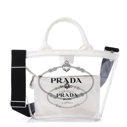 Prada Plexiglass Canapa Small Shopper Tote White 1 of 11