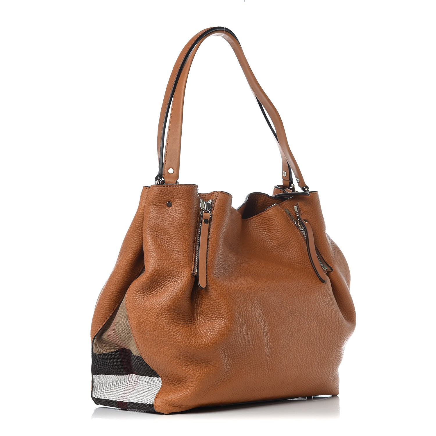 Burberry Brit Calfskin House Check Medium Maidstone Saddle Brown 3 of 12