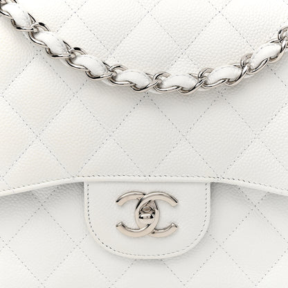 Chanel Caviar Quilted Jumbo Double Flap White 8 of 13