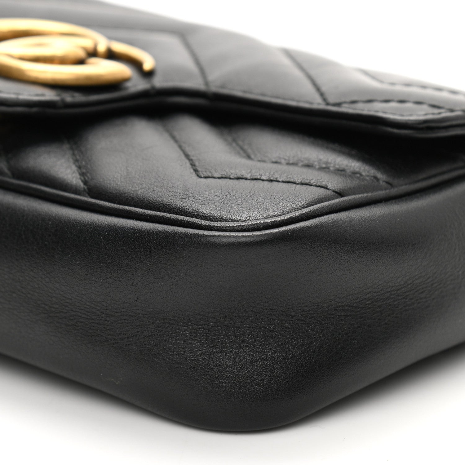 Gucci Calfskin Matelasse Super Mini GG Marmont Shoulder Bag Black 10 of 14