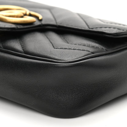 Gucci Calfskin Matelasse Super Mini GG Marmont Shoulder Bag Black 10 of 14